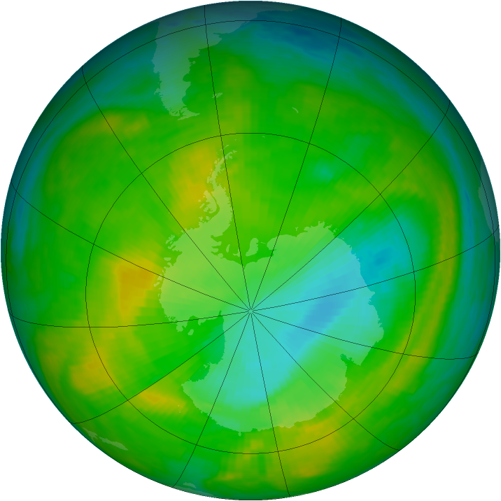 Antarctic ozone map for 02 December 1986